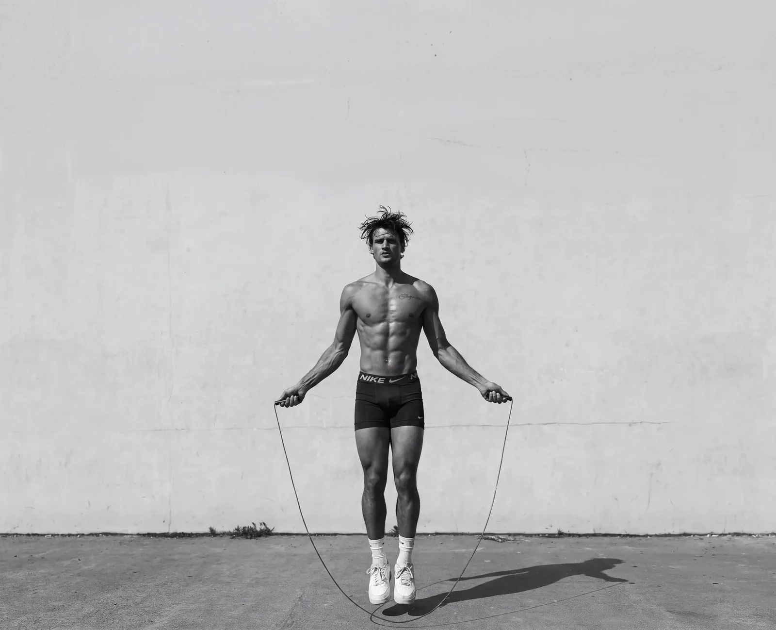 Athlete jumping rope